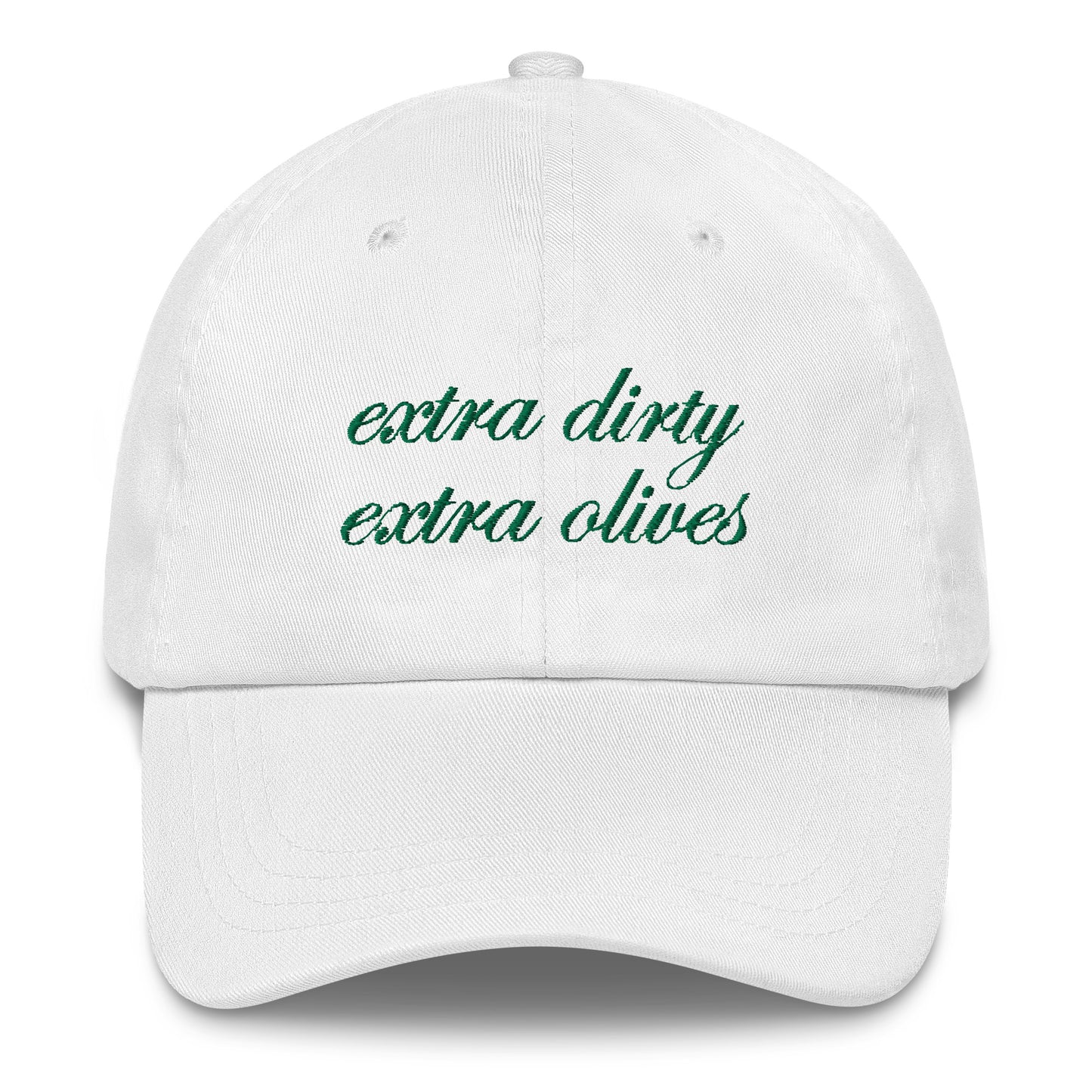 'Extra Dirty, Extra Olives®' Dad Hat - White