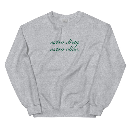 'Extra Dirty, Extra Olives®' Sport Crew - Heather Grey