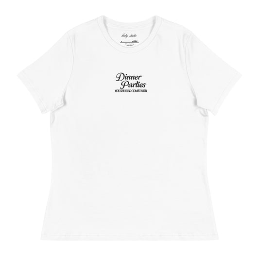 'Dinner Parties' Embroidered Tee - Lily