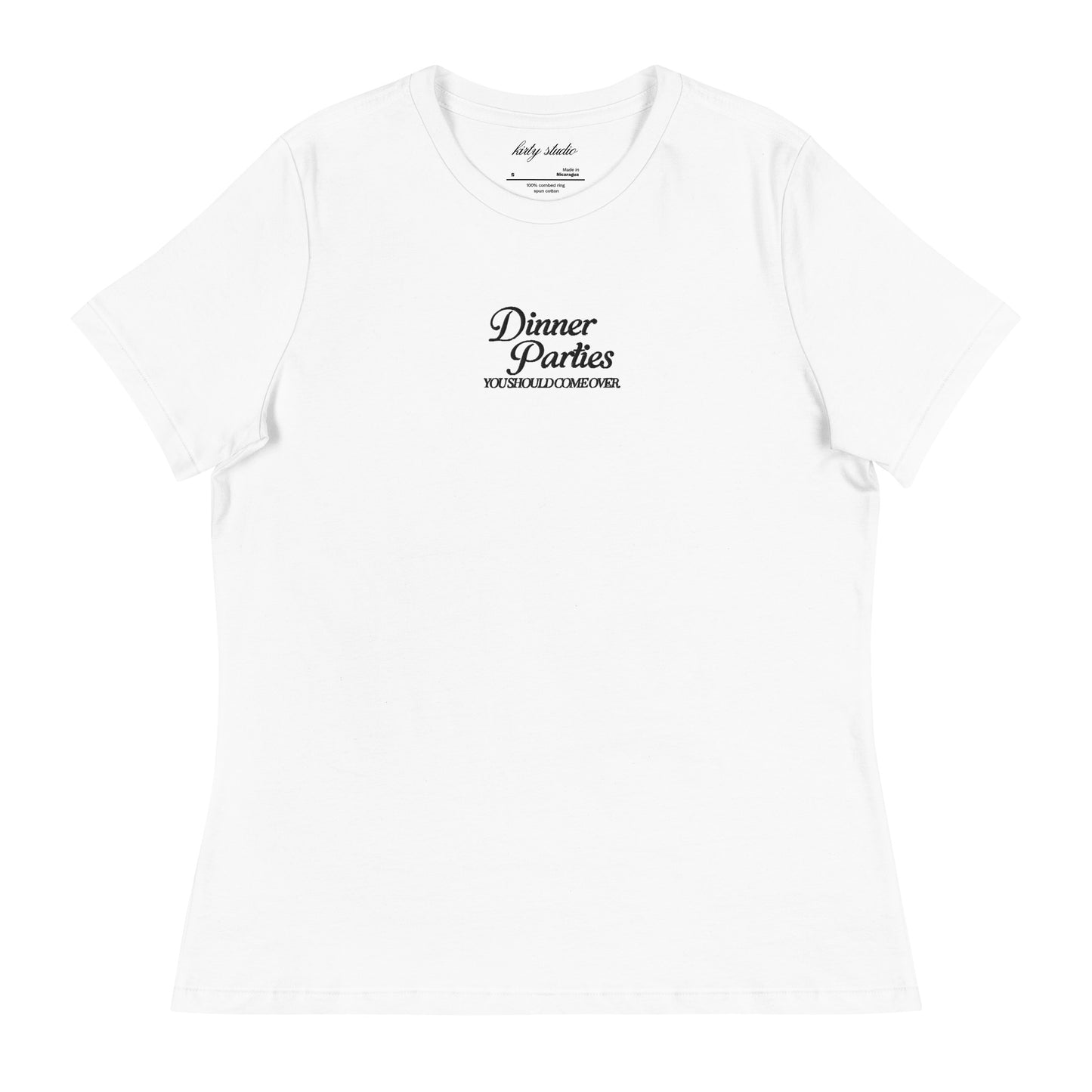 'Dinner Parties' Embroidered Tee - Lily